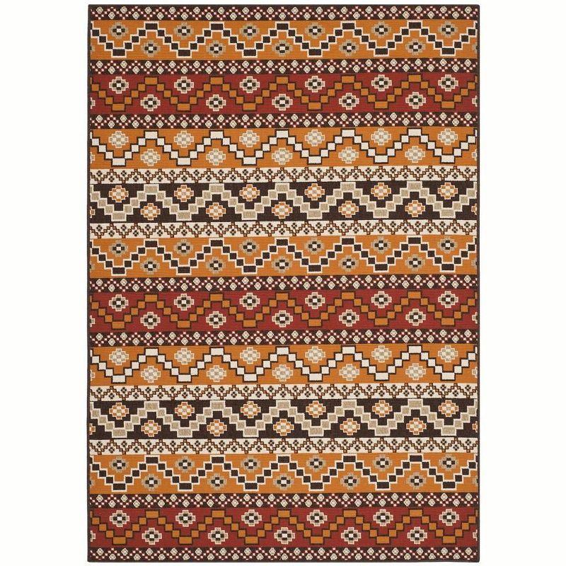 Veranda VER095 Power Loomed Indoor/Outdoor Area Rug - Red/Chocolate - 5'3"x7'7" - Safavieh