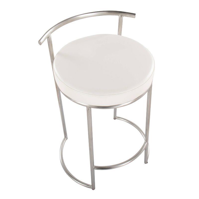 White Metal Round Counter Stool with Padded Seat, 26"