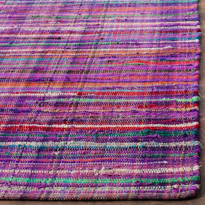 Purple Multi Stripe Handwoven Cotton Wool Runner Rug