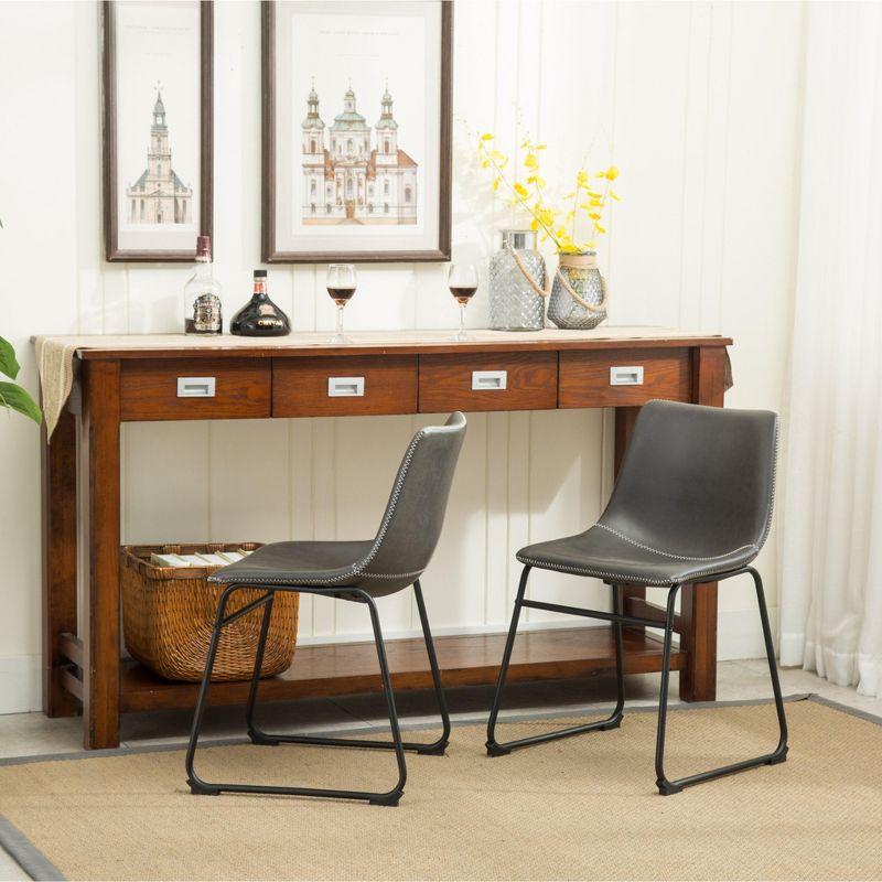Roundhill Furniture Lotusville Vintage PU Leather Dining Chairs, Antique Gray, Set of 2