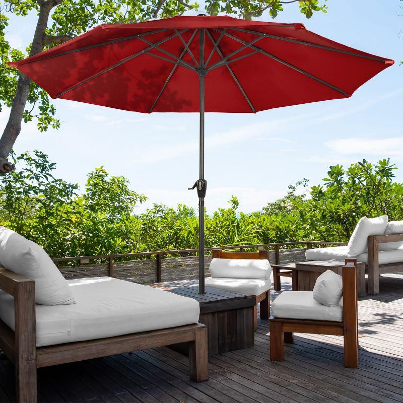 9FT Easy Crank Outdoor Umbrella with Vented Canopy - For Deck, Balcony, Porch, Backyard, or Pool by Nature Spring