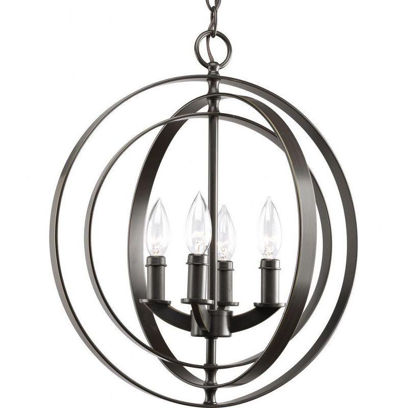 Progress Lighting Equinox 4-Light Foyer Pendant, Steel, Antique Bronze, No Shade