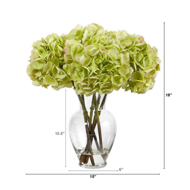 Nearly Natural 18-in Hydrangea Artificial Arrangement in Glass Vase