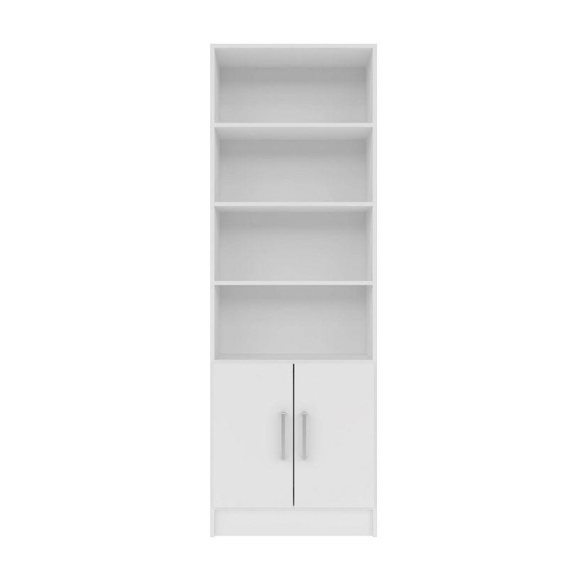 Catarina Sleek White Wood Cabinet with Concealed & Open Shelves