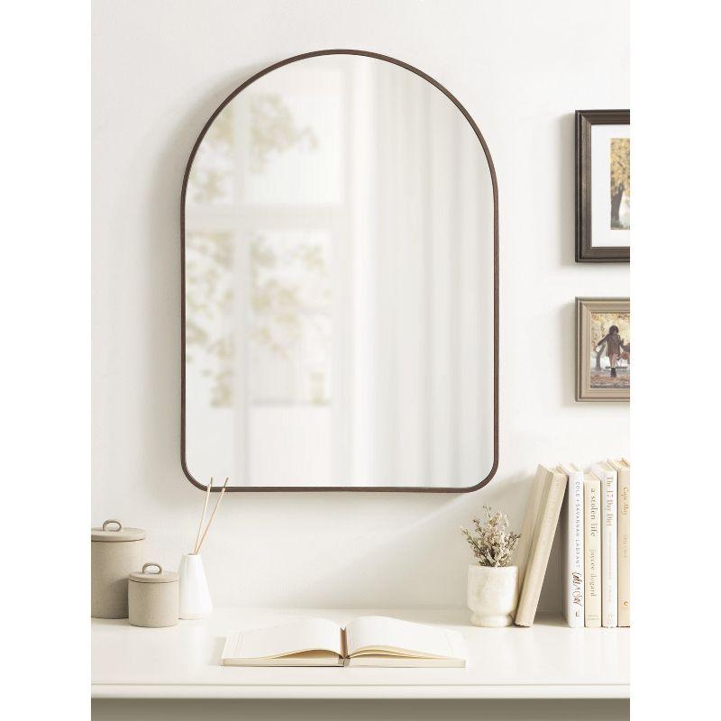 Kate and Laurel Zayda Metal Arch Mirror, 20x28, Walnut Brown