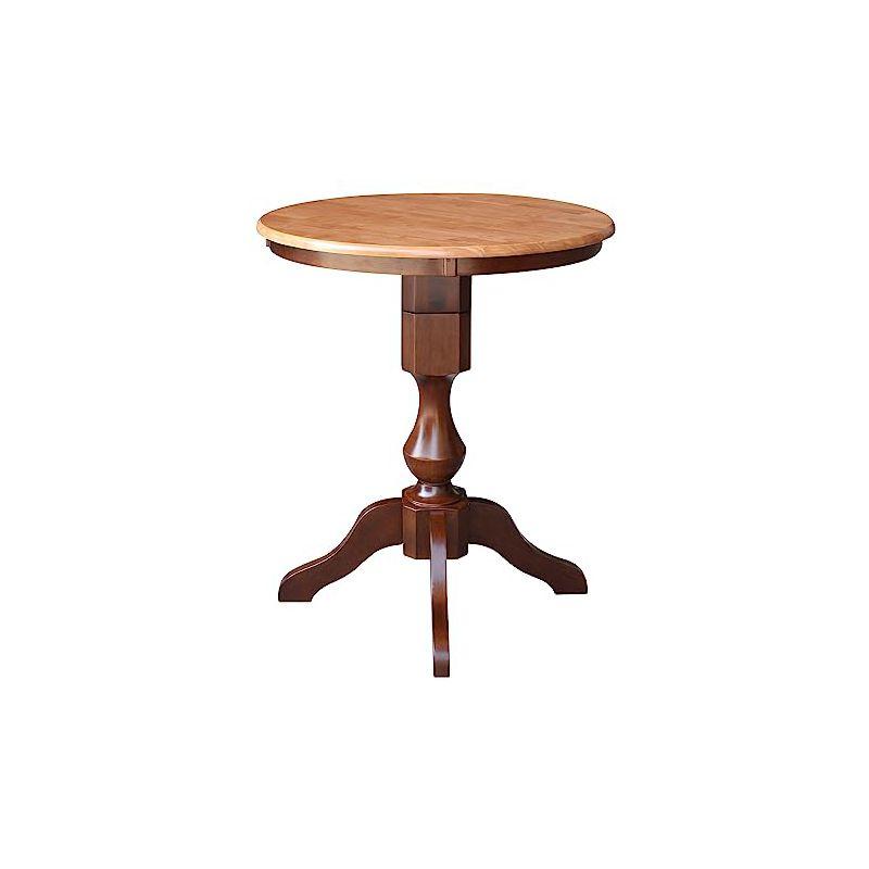 30" Round Medium Wood Counter Height Pedestal Dining Table