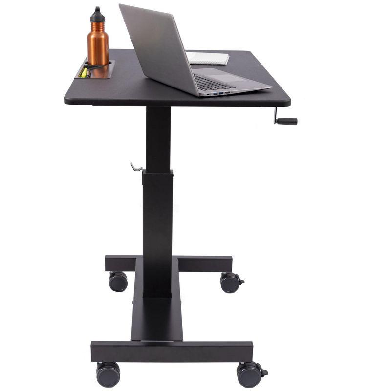 Crank Adjustable-Height 36" Black Wood Mobile Standing Desk