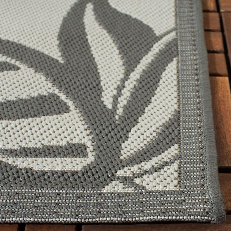 Gray Floral Rectangular Synthetic Indoor/Outdoor Area Rug