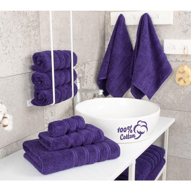 FAST APPLIANCES LLC Purple Bath Towels Set For Bathroom Soft Absorbent Durable 650 GSM Turkish Cotton Towel Set Of 6, 2 Large Bath Towels, 2 Hand Towels, 2 Washclothes