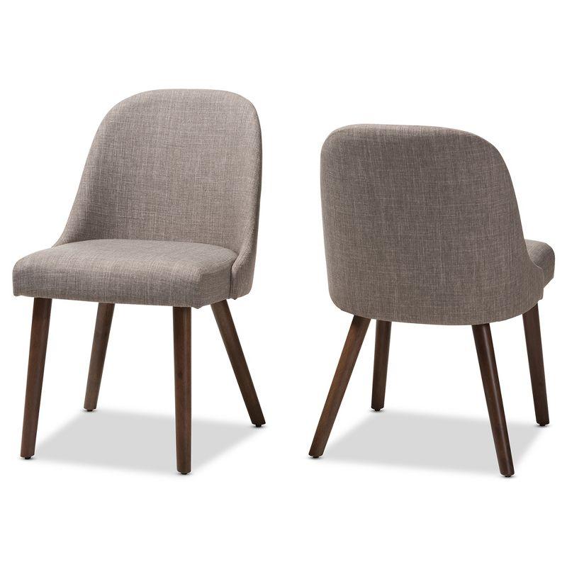 Set of 2 Cody Mid Century Modern Dining Chairs - Baxton Studio: Beige Upholstery, Walnut Wood
