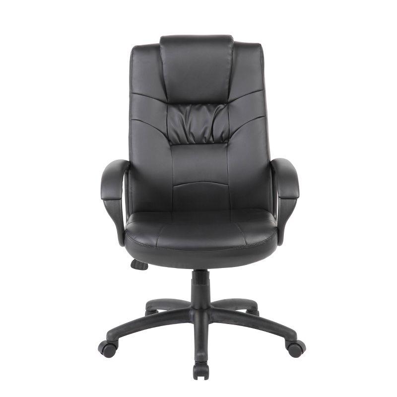 Black High Back Leather Executive Swivel Chair with Fixed Arms