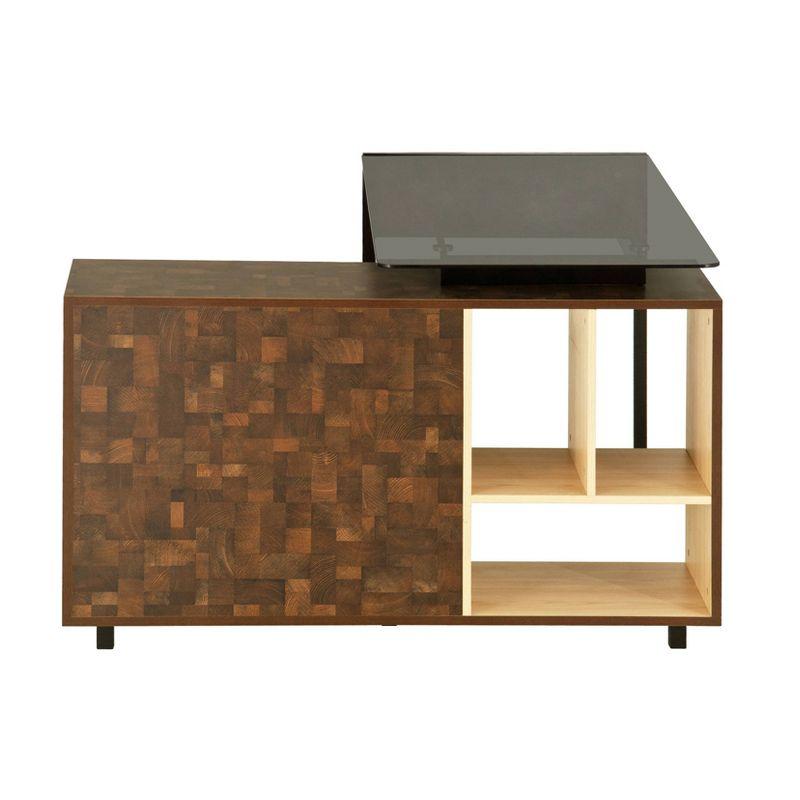 L Shaped Desk Oak - Techni Mobili: Modern Home Office Desk with Shelves, MDF & Metal Frame, 5-Year Warranty