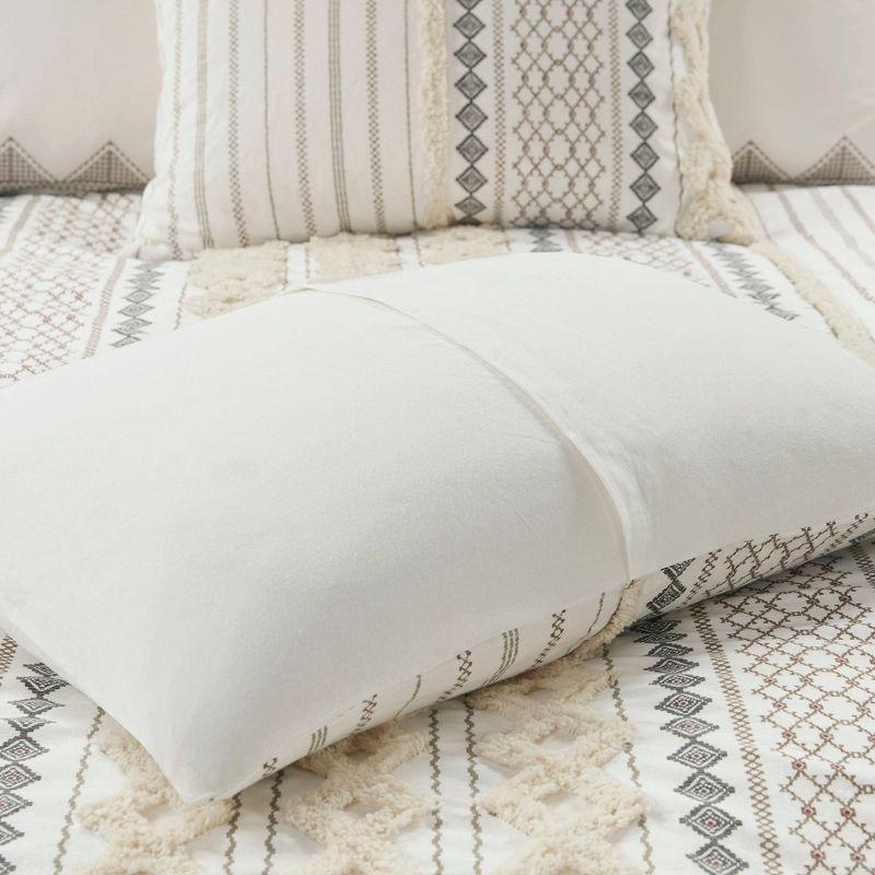 Ivory Full/Queen Cotton Comforter Set with Chenille Tufting