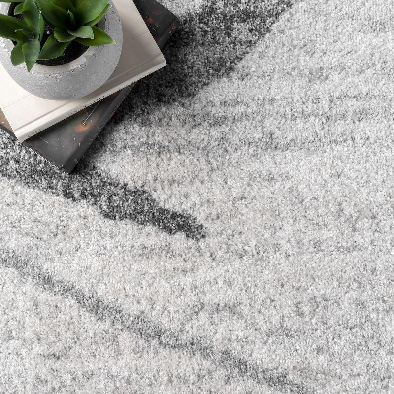 Nuloom 5 Round Thigpen Contemporary Indoor Area Rug, Grey, Abstract Lines, Non-Slip Backing, Stain Resistant, Bedroom Living Room, Kitchen