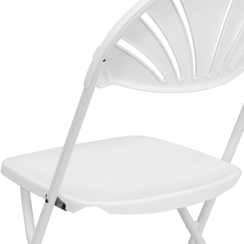 Emma and Oliver 2 Pack 650 lb. Capacity White Plastic Fan Back Folding Chair