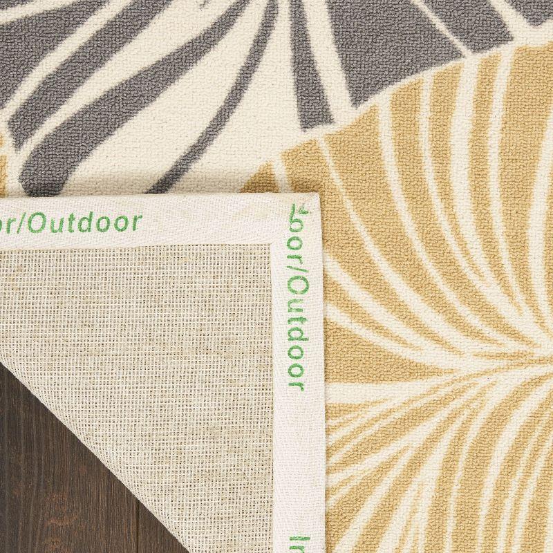 Floral Gray/Yellow Outdoor Area Rug