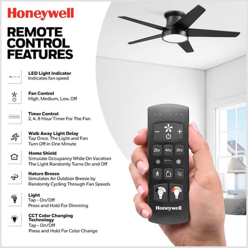 Honeywell Tynesdale 52" Contemporary Five Blade Ceiling Fan with Color Changing Light, Remote Control