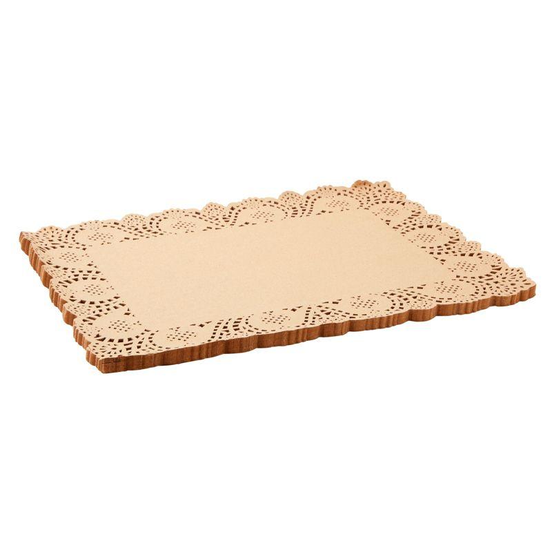 Juvale 100-Pack Brown Rectangle Disposable Placemats - Lace Paper Doilies for Wedding Table, Thanksgiving, Party, 15.5x12 In