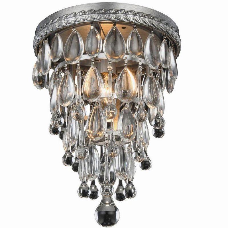 Elegant Lighting Nordic 1 light Antique Silver Flush Mount Clear Royal Cut Crystal