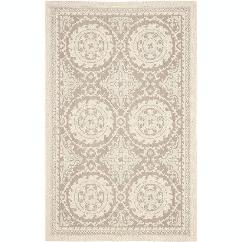 Courtyard CY7059 Power Loomed Indoor/Outdoor Area Rug - Beige/Dark Beig - 4'x5'7" - Safavieh.