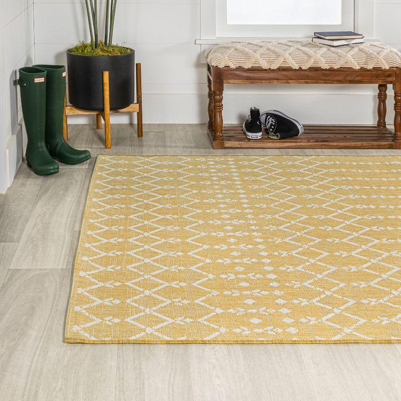 Ourika Moroccan Geometric Textured Weave Indoor/Outdoor Area Rug - JONATHAN Y