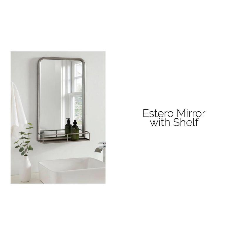 Kate and Laurel Estero Metal Framed Radius Rectangle Wall Mirror with Shelf