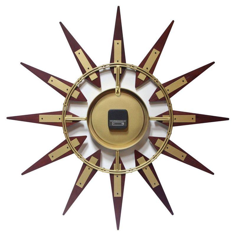 30" Metal Orion Wall Clock Walnut Brown - Infinity Instruments: Modern Analog, Indoor Use, Round Shape