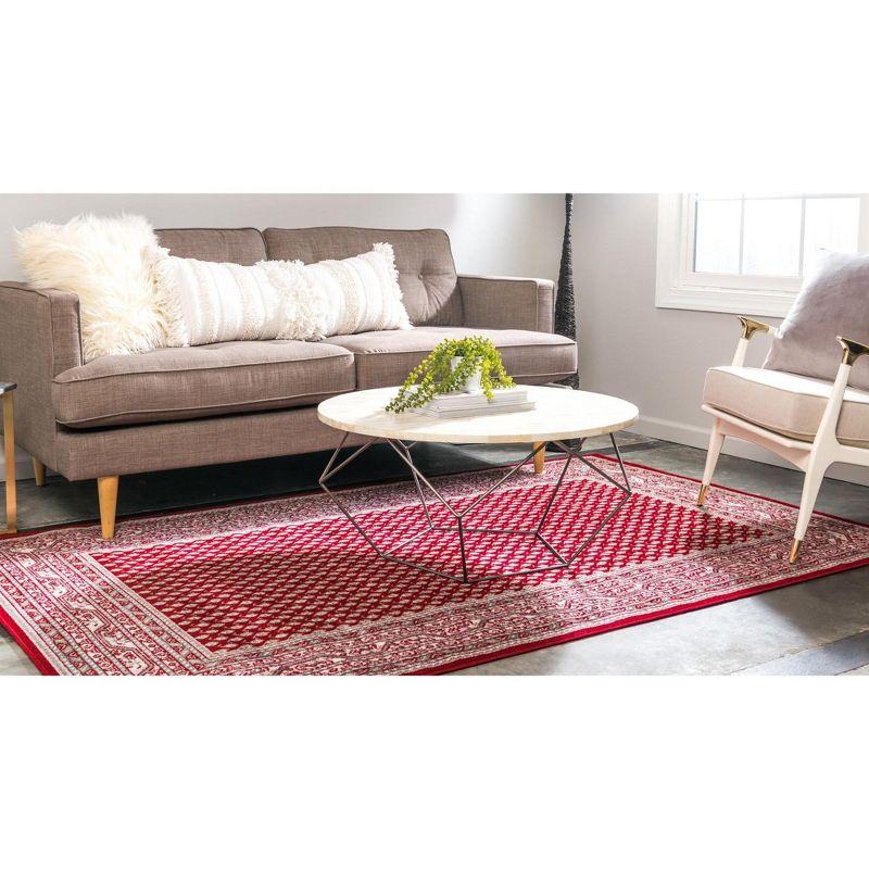 Red and Ivory Rectangular Synthetic Woven Area Rug