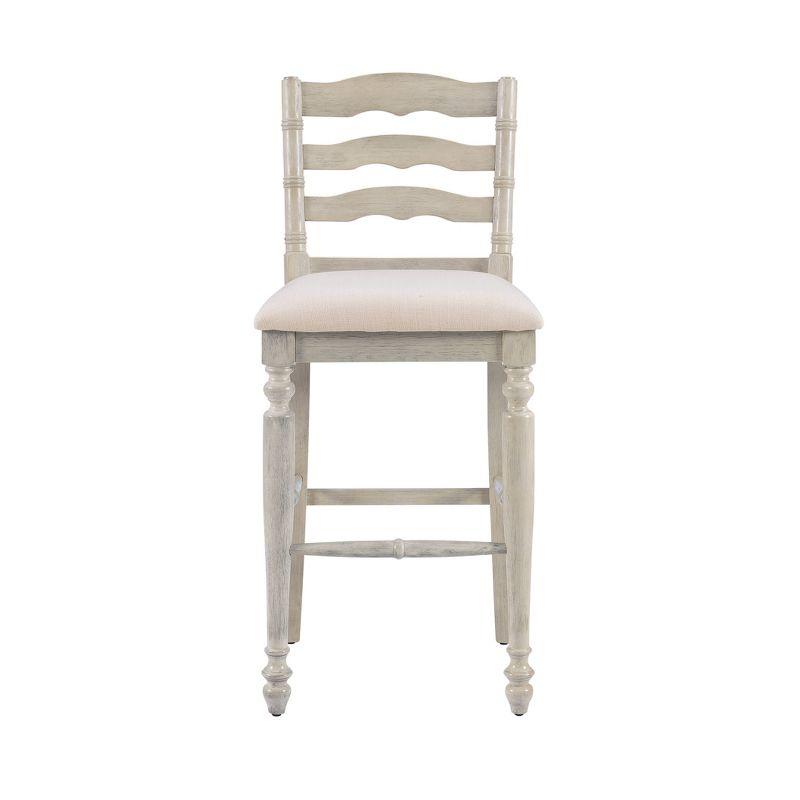 Marino White Wash 30" Upholstered Wood Bar Stool with Turned Legs