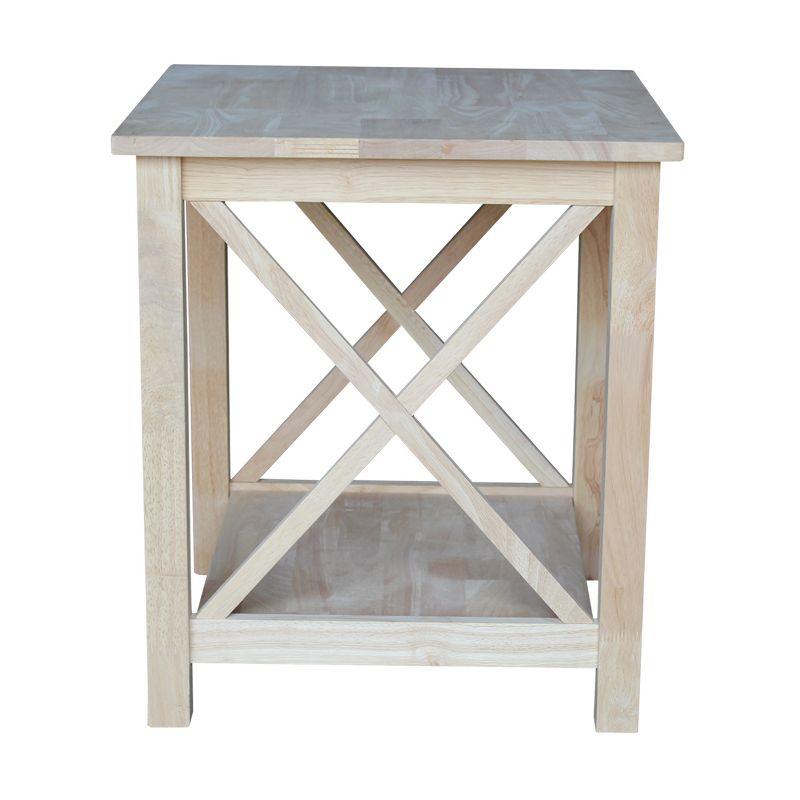 Classic Hampton Square Solid Wood End Table with Shelf - Unfinished