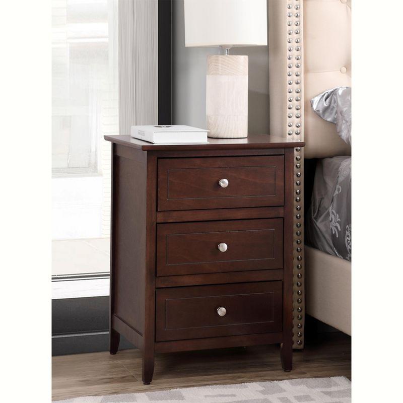 Passion Furniture Daniel 3-Drawer Cappuccino Nightstand (25 in. H x 19 in. W x 15 in. D)