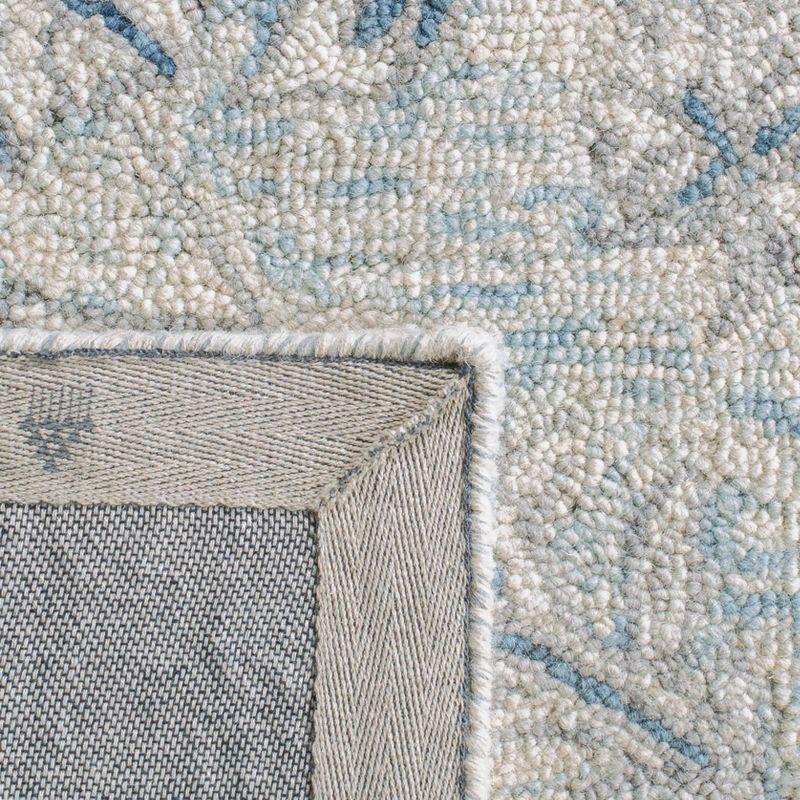 Light Blue and Ivory Hand-Tufted Wool Area Rug