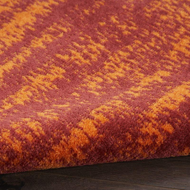 Nourison Essentials Abstract Low Pile Indoor Outdoor Area Rug 6' x 9' Red