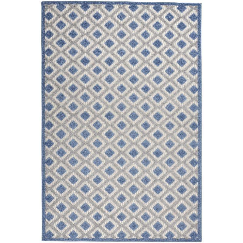 Modern Diamonds 6' x 9' Blue/Grey Synthetic Outdoor Rug