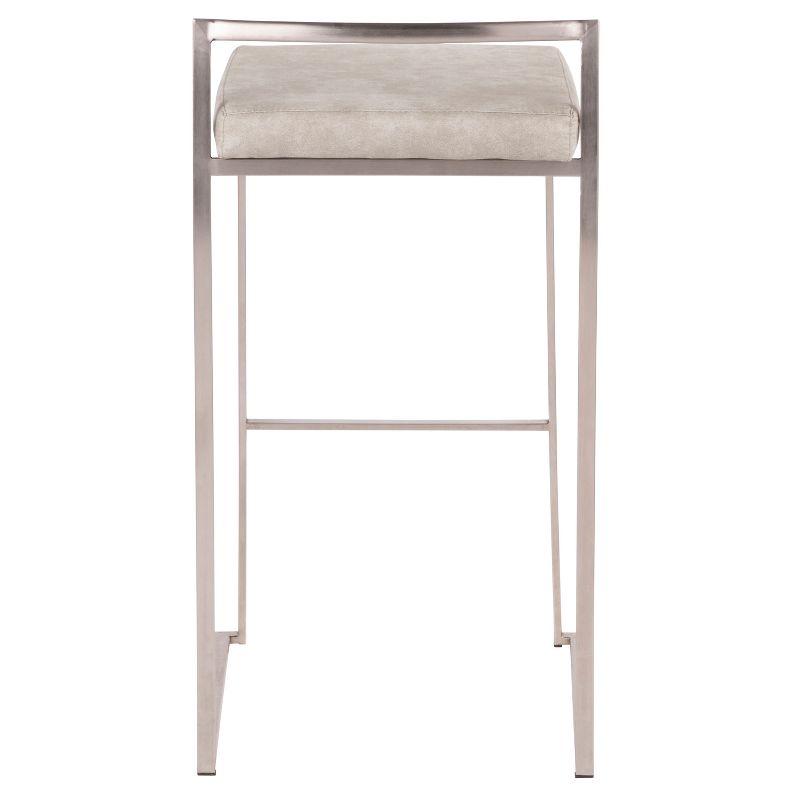 Set of 2 30" Fuji Contemporary Stackable Barstools Stainless Steel - Lumisource