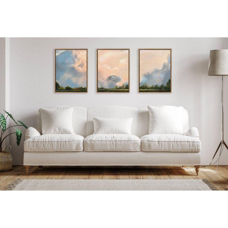 Kate & Laurel All Things Decor (Set of 3) Sylvie Clouds Triptych Framed Canvas Wall Art Set by Mary Sparrow Gold: Modern Vertical Digital Art