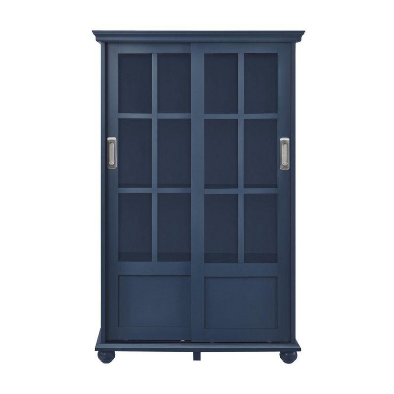 Ameriwood Home Aaron Lane Bookcase with Sliding Glass Doors, Blue
