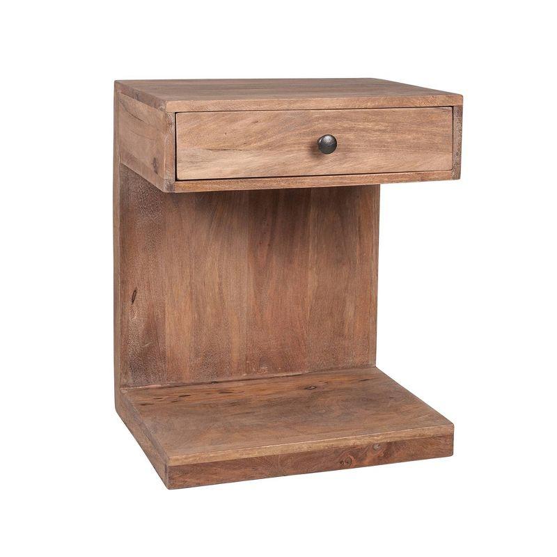 Daria 24" Brown Mango Wood Accent Table with Drawer