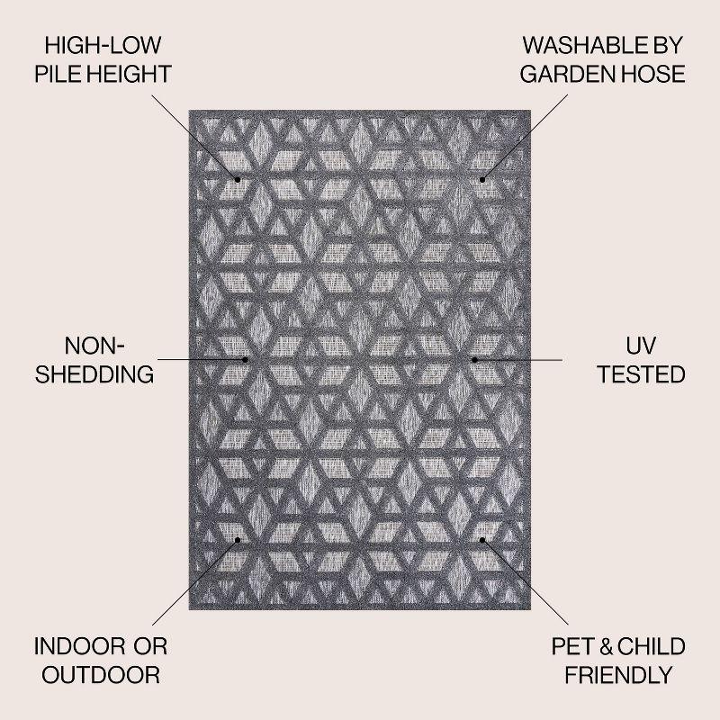 Talaia Neutral Geometric Indoor/Outdoor Area Rug - JONATHAN Y