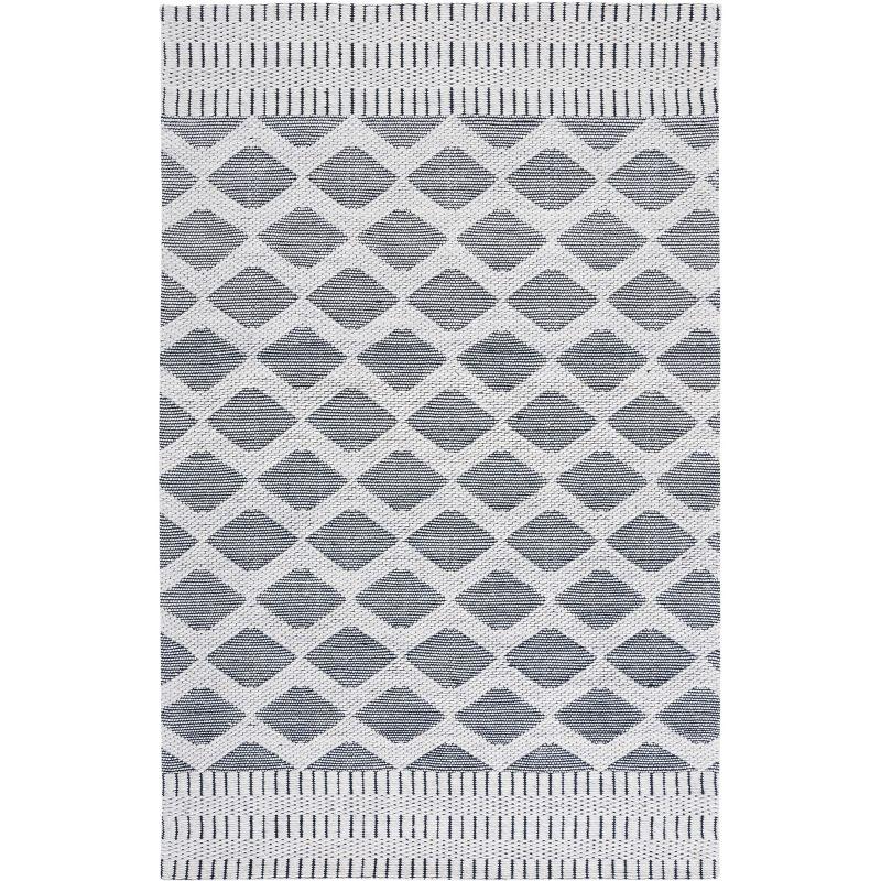 Gray and Ivory Geometric Wool Handwoven Area Rug