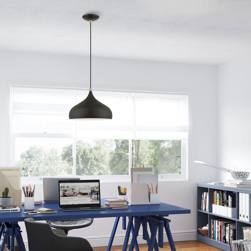 Livex Lighting Amador 1 - Light Pendant in  Textured Black/Antique Brass