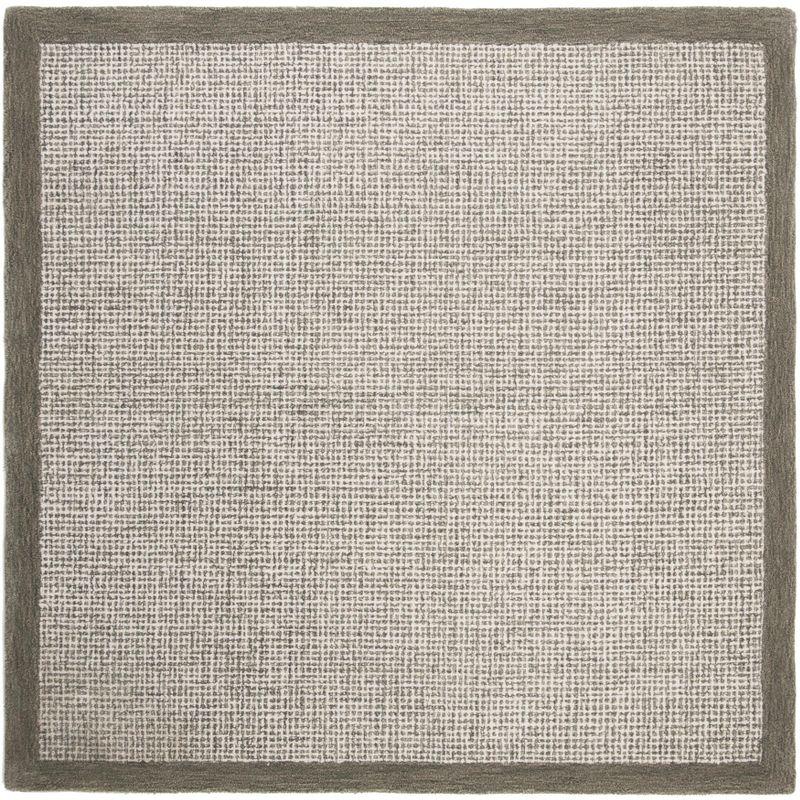 Ivory Abstract Tufted Wool Square Rug 6'x6'