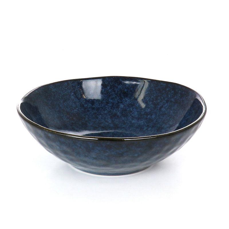 Elama Samara 12 Piece Stoneware Dinnerware Set in Blue