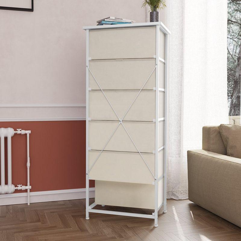 Crestlive Products 6 Drawers Vertical Dresser for Bedroom Storage Tower with Wood Top White