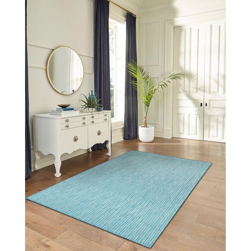 Liora Manne Carmel Texture Stripe Indoor/Outdoor Rug Aqua 3'9" x 5'7"