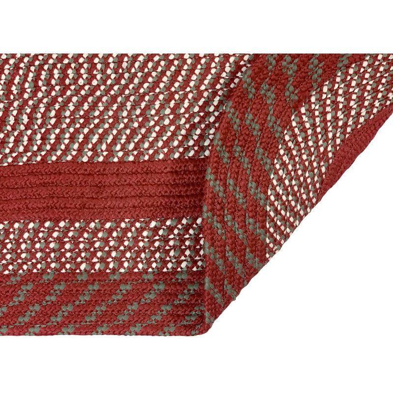 24" x 72" Newport Braid Collection Barn Red 100% Polypropylene Stripe Pattern Reversible Indoor Utility Runner Rug  - Better Trends