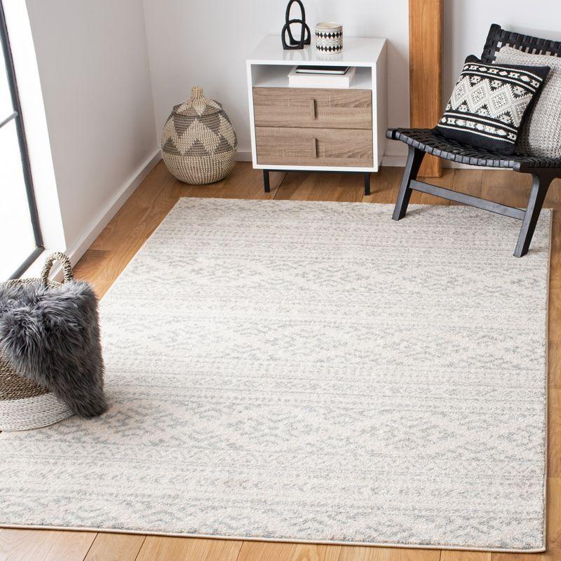 Ivory and Light Grey Hand-Knotted Synthetic 3x5 Area Rug