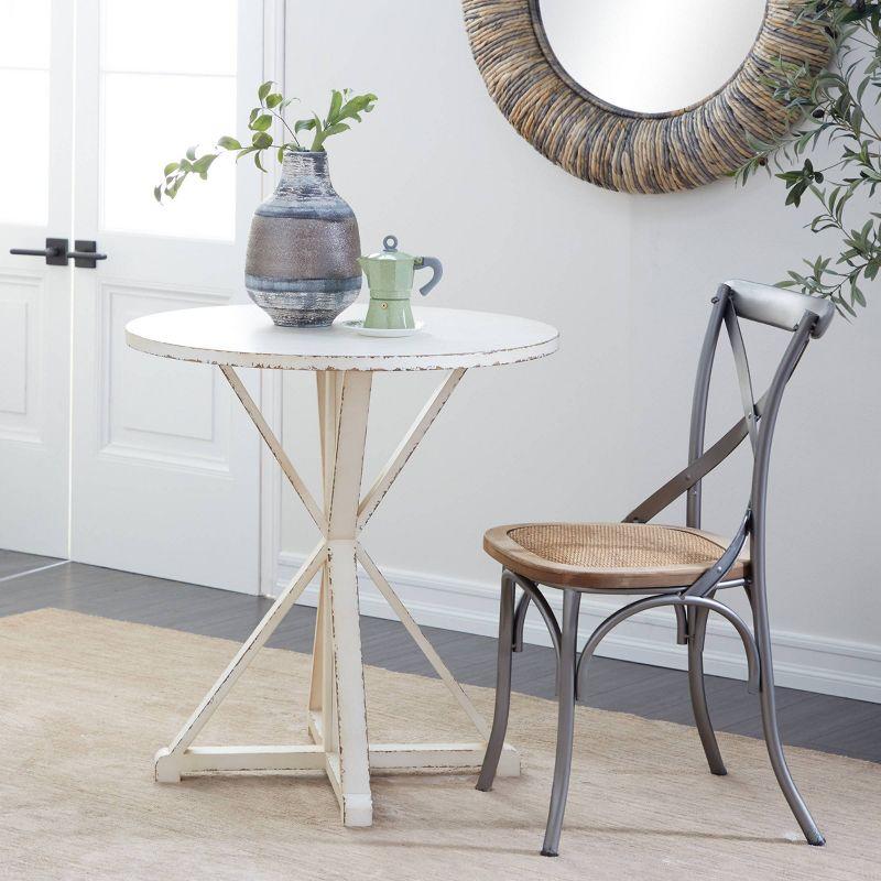 Elegant Farmhouse White Wood Round Accent Table 29" x 31"