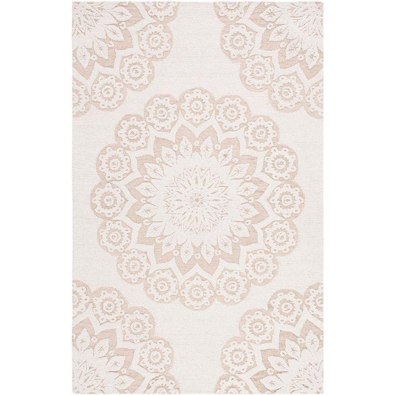 Blossom BLM108 Hand Tufted Indoor Area Rug - Ivory/Light Brown - 4'x6' - Safavieh