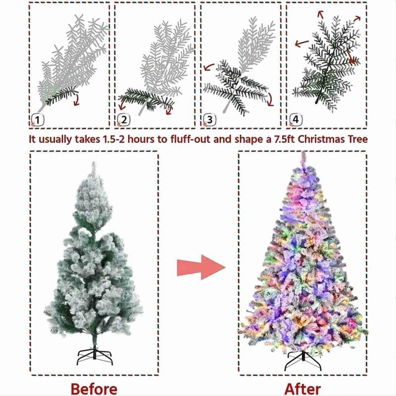 Best Choice Products Snow Flocked Christmas Tree, Premium Holiday Pine Branches, Foldable Metal Base